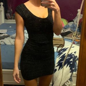 Bebe bodycon black/gold sparkle dress